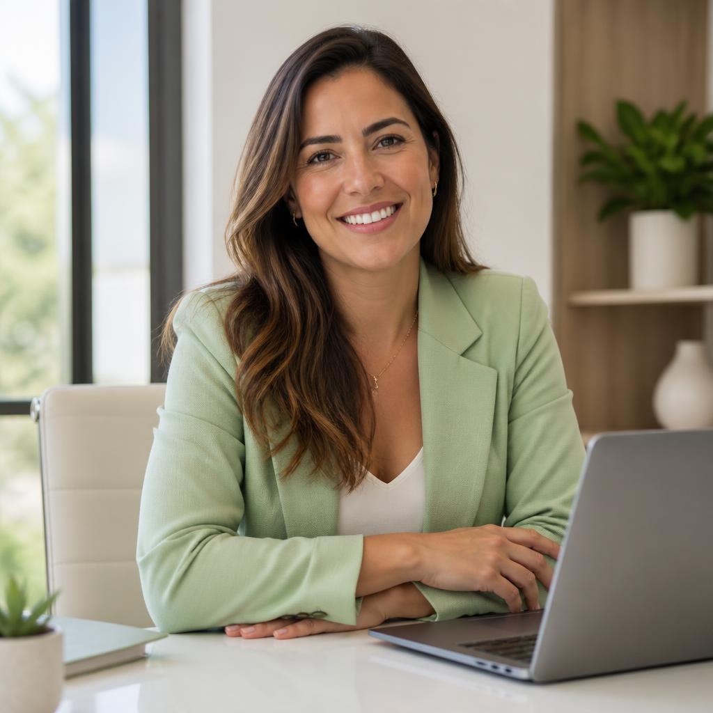 Consultora de planos de saúde atendendo clientes no escritório em Jandira